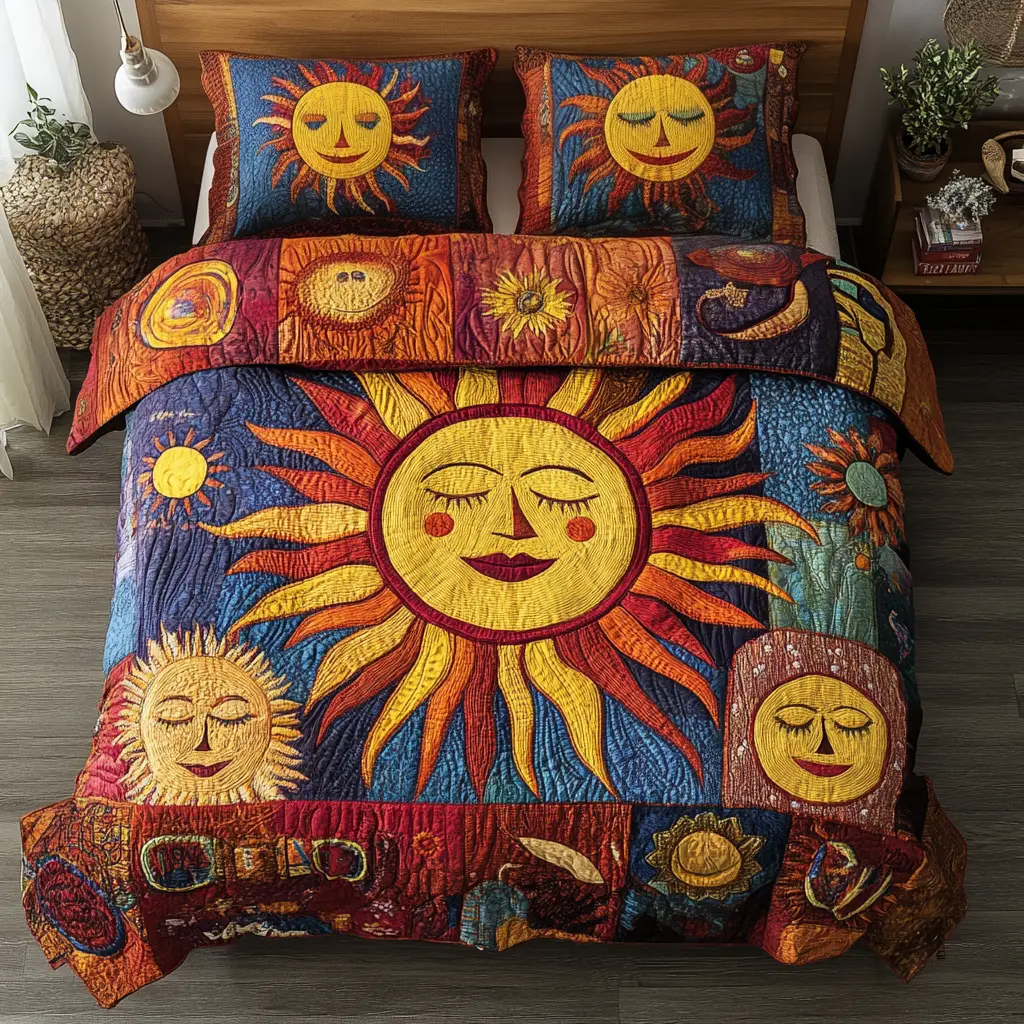 Golden Horizon Quilted Bedding Set Soft and Cozy Bedding Set for Comfortable Sleep