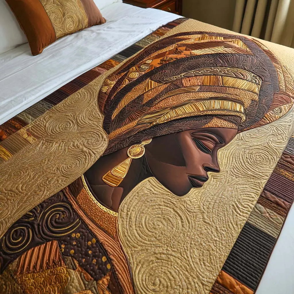 Golden Majesty Quilted Bed Runner Golden Majesty Style Elegant Home Gift