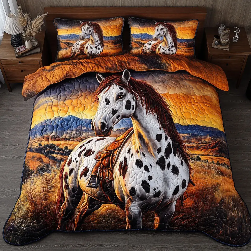 Golden Majesty Quilted Bedding Set Bedroom Decor Horse Themed Gifts For Adults Golden Majesty Quilted Bedding Set Bedroom Decor Horse Themed Gifts For Adults - Image 1