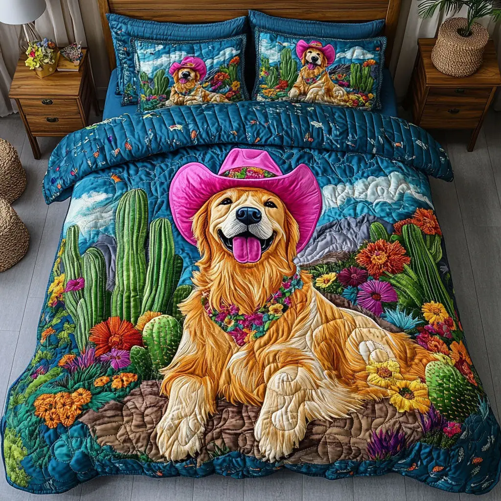 Golden Rodeo Quilted Bedding Set Premium Duvet Cover Gift Set for Mom or Grandma