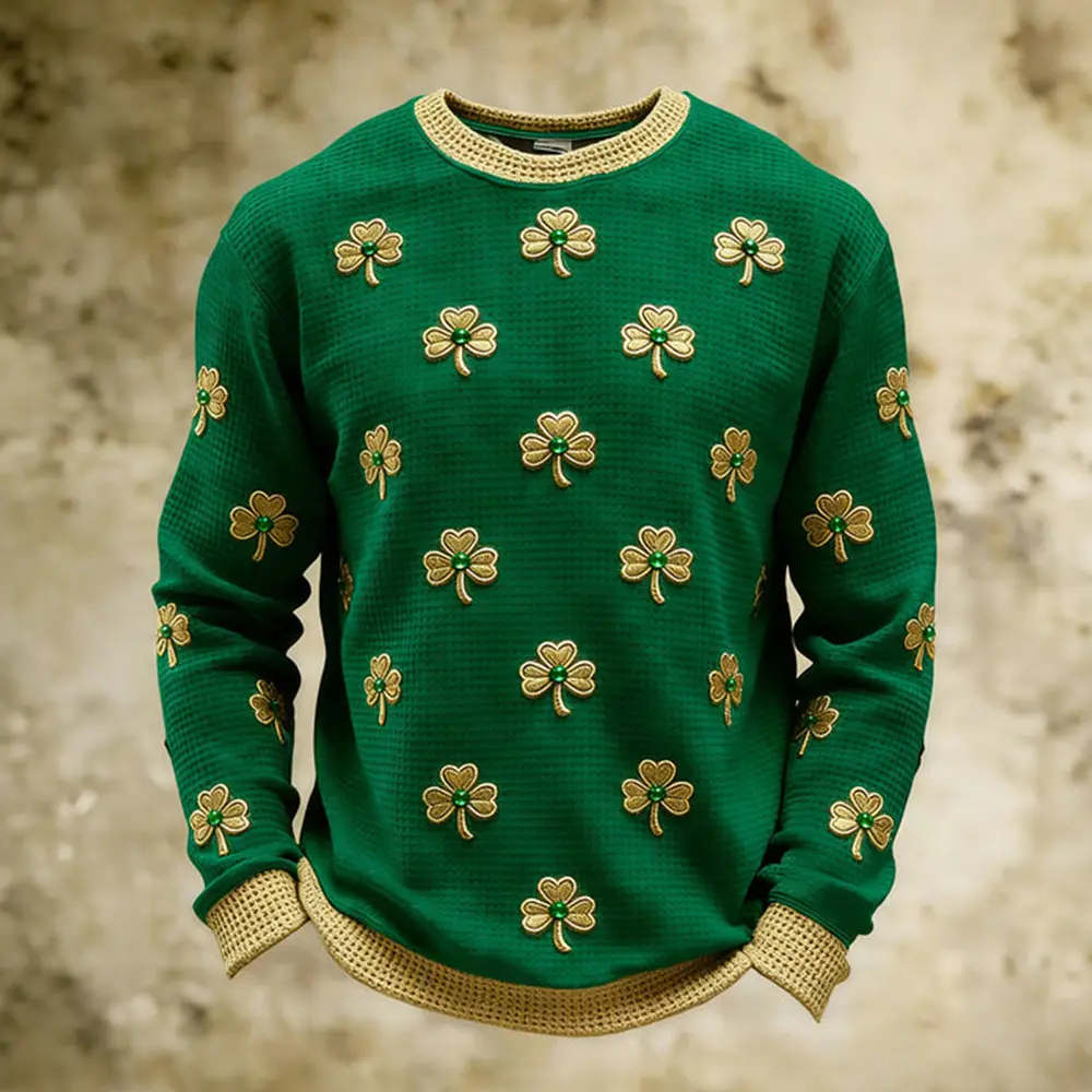 Golden Shamrock Art Sweatshirt Saint Patricks Day Apparel St Pats Gift For Husband Golden Shamrock Art Sweatshirt Saint Patricks Day Apparel St Pats Gift For Husband - Image 1