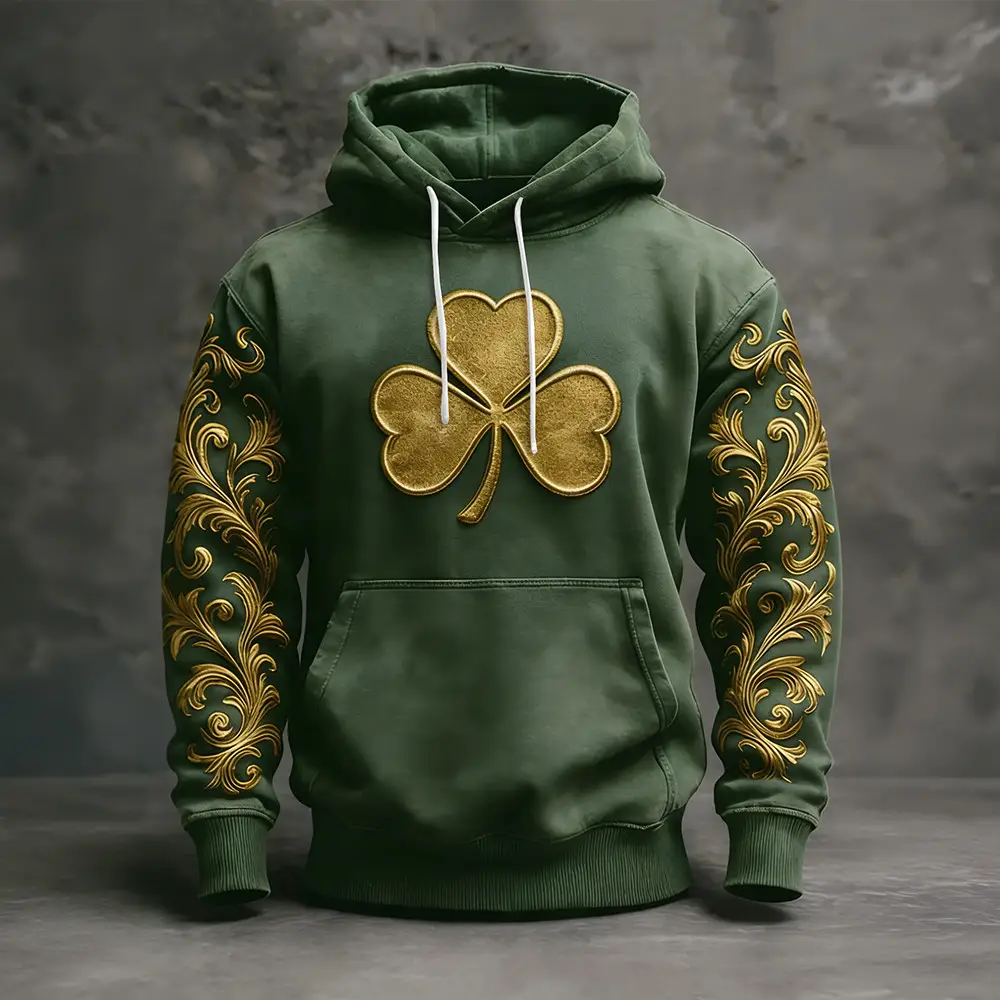 Golden Shamrock Design Hoodie St Patrick_s Day 2026 Hooded Sweatshirt Gift Idea