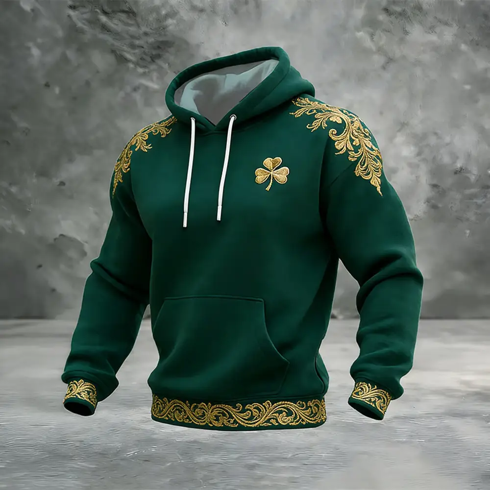 Golden Shamrock St Patrick's Day Hoodie St Patrick's Day Hooded Sweatshirt Gift Ideas