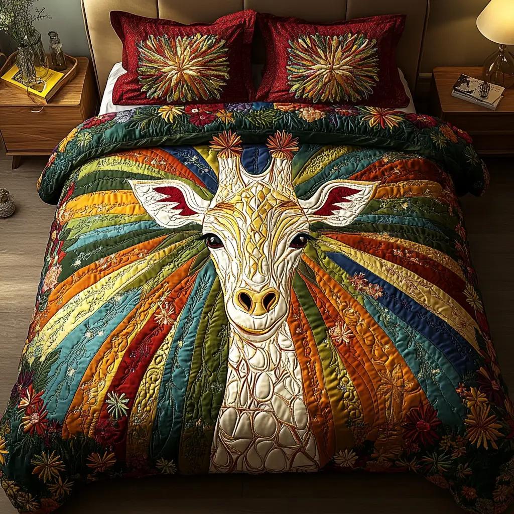 Golden Spots Quilted Bedding Set Christmas Duvet Sets Giraffe Gifts For Her