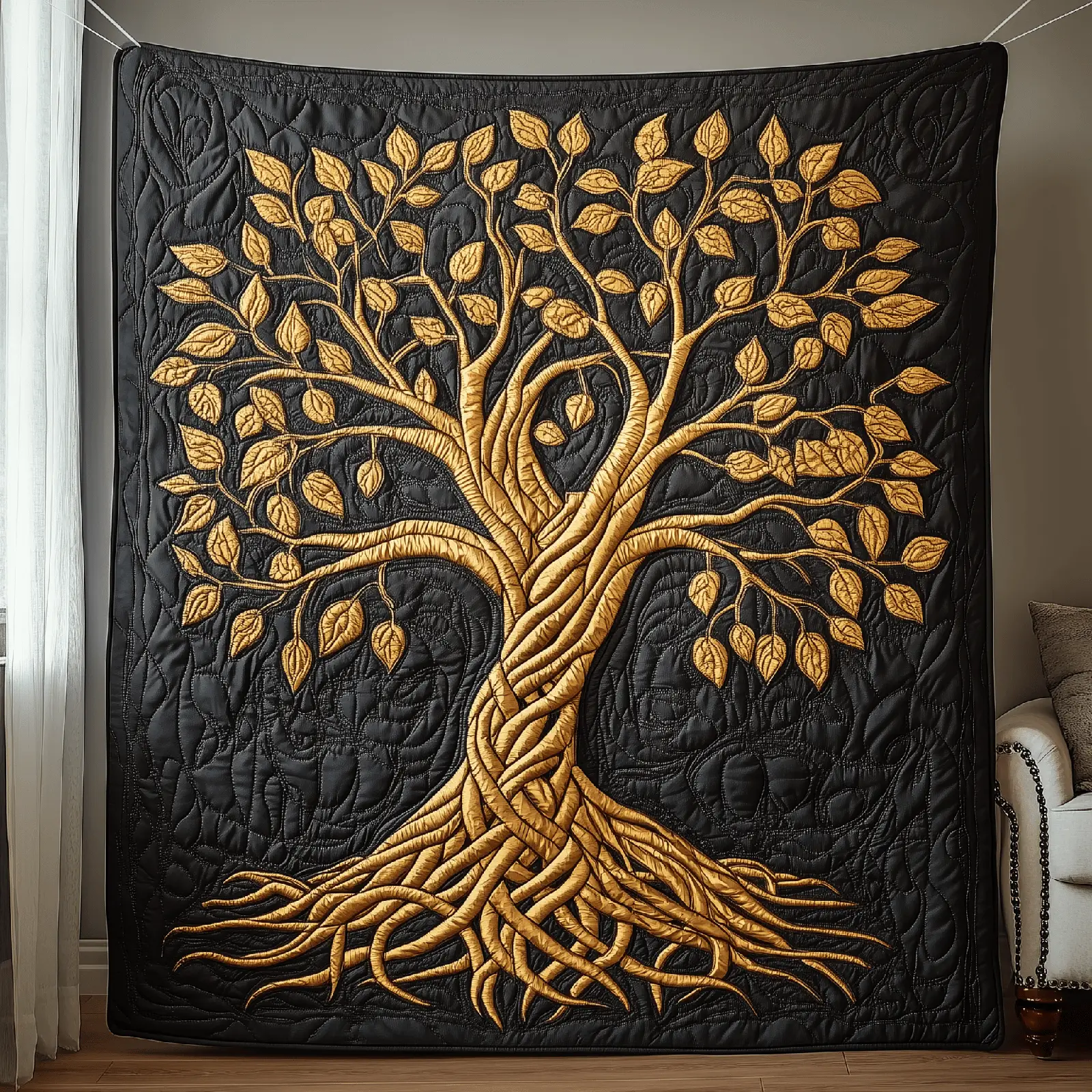 Golden Tree of Life Quilted Blanket Mystic Celtic Symbol Tree Of Life Gifts For Grangarents