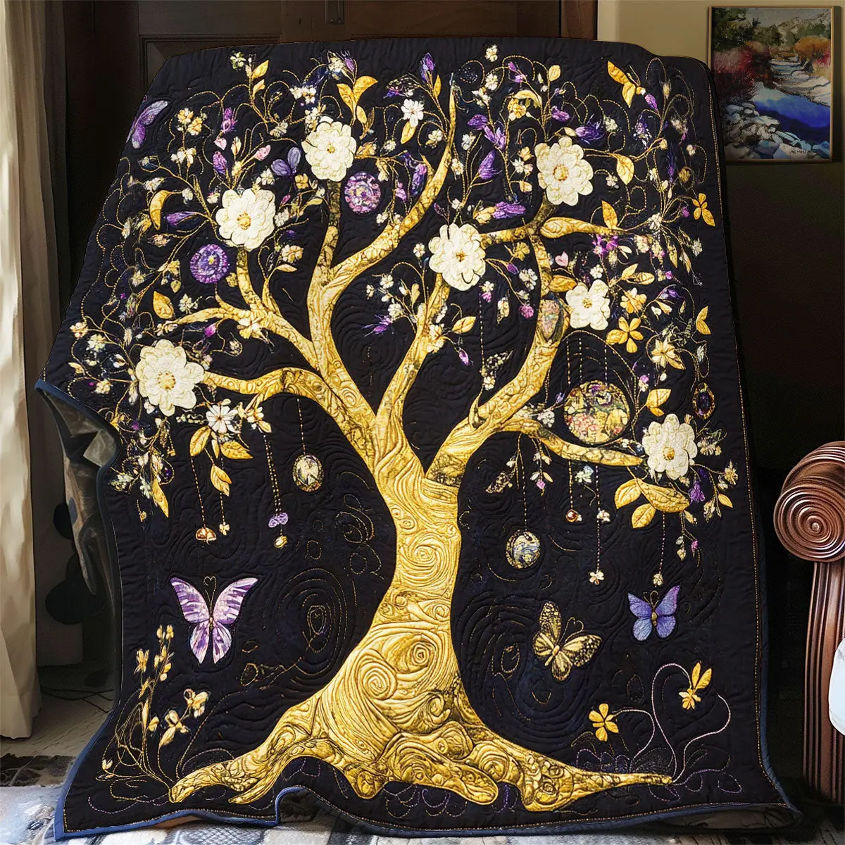 Golden Tree Quilted Blankets Mother's Day Gifts For Elderly