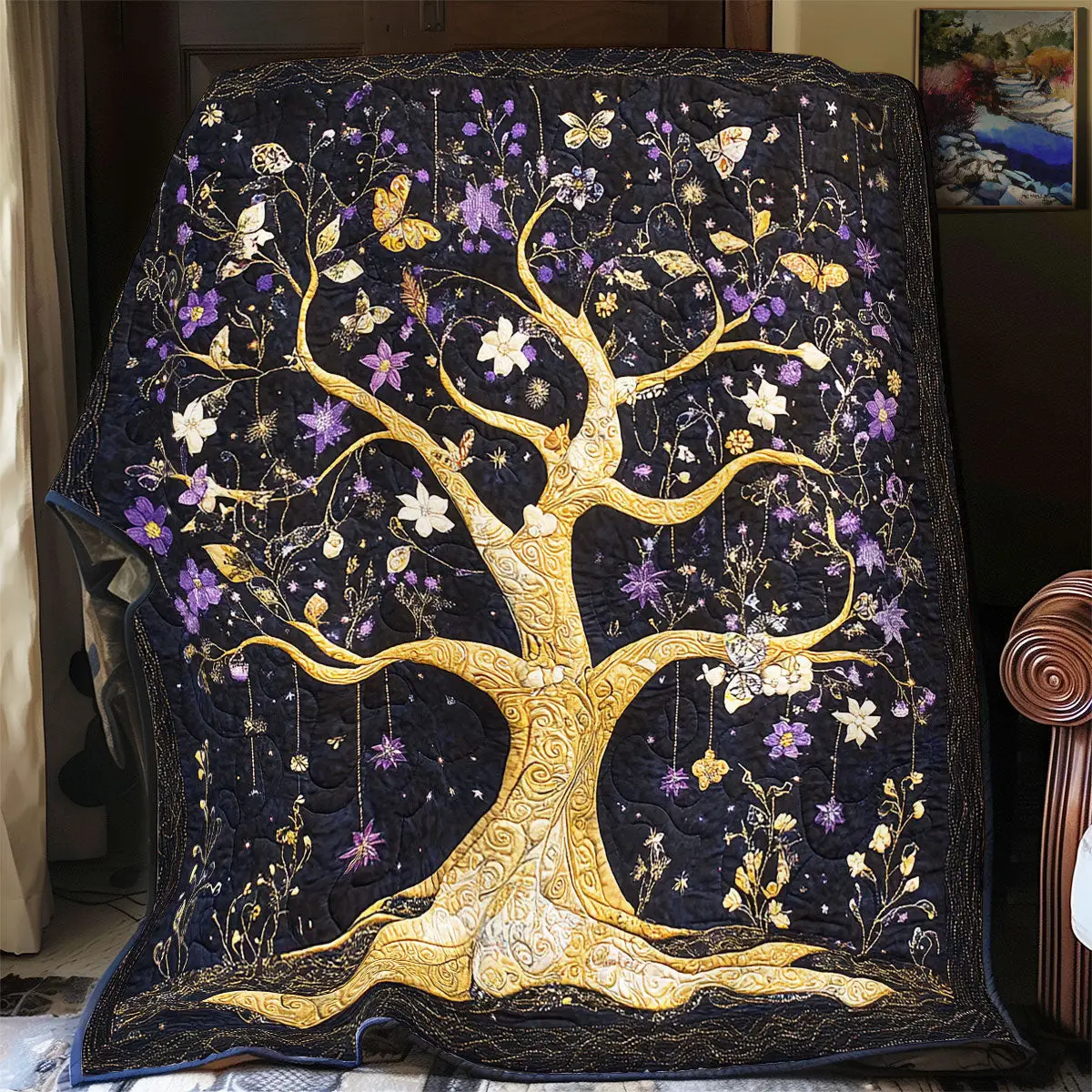 Golden Tree Quilted Throw Blankets Stepdad Gifts For Father's Day