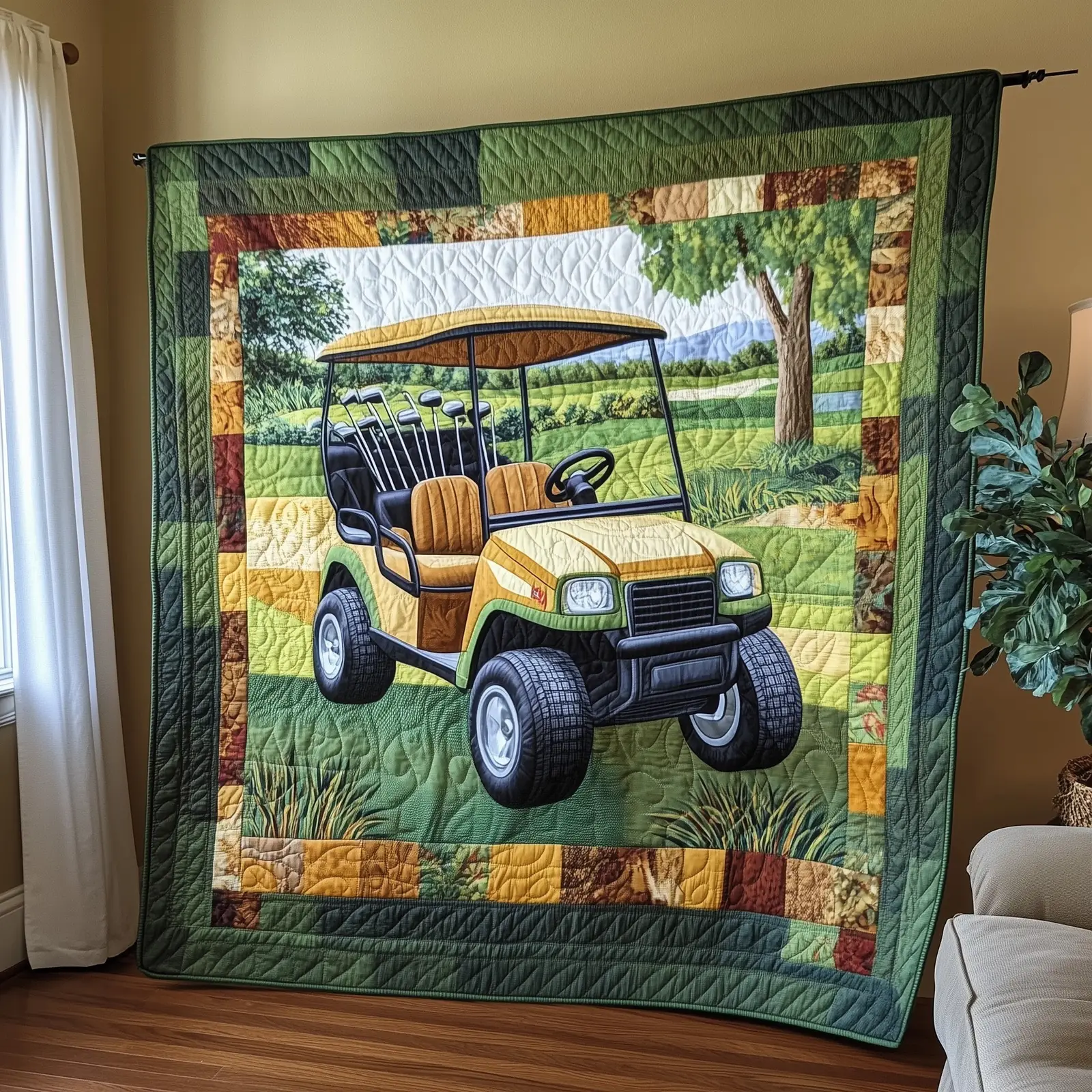 Golf Cart Quilted Blanket Cozy Golf Day Comfort Top Gifts For A Golfer