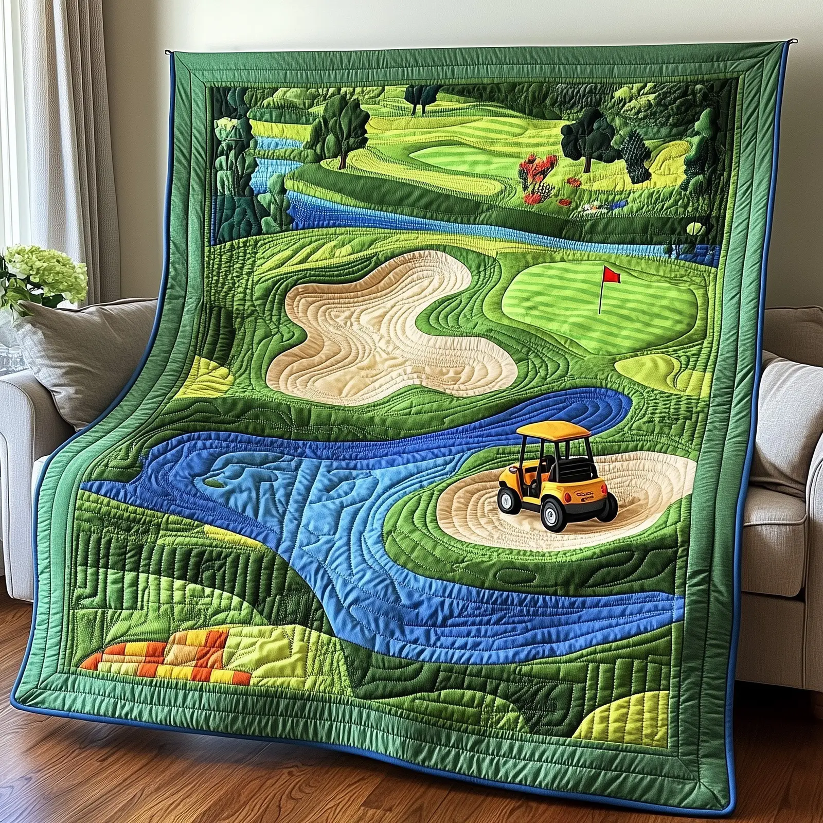 Golf Course Quilted Blanket Perfect Home Item For Golf Fans Top Gifts For A Golfer