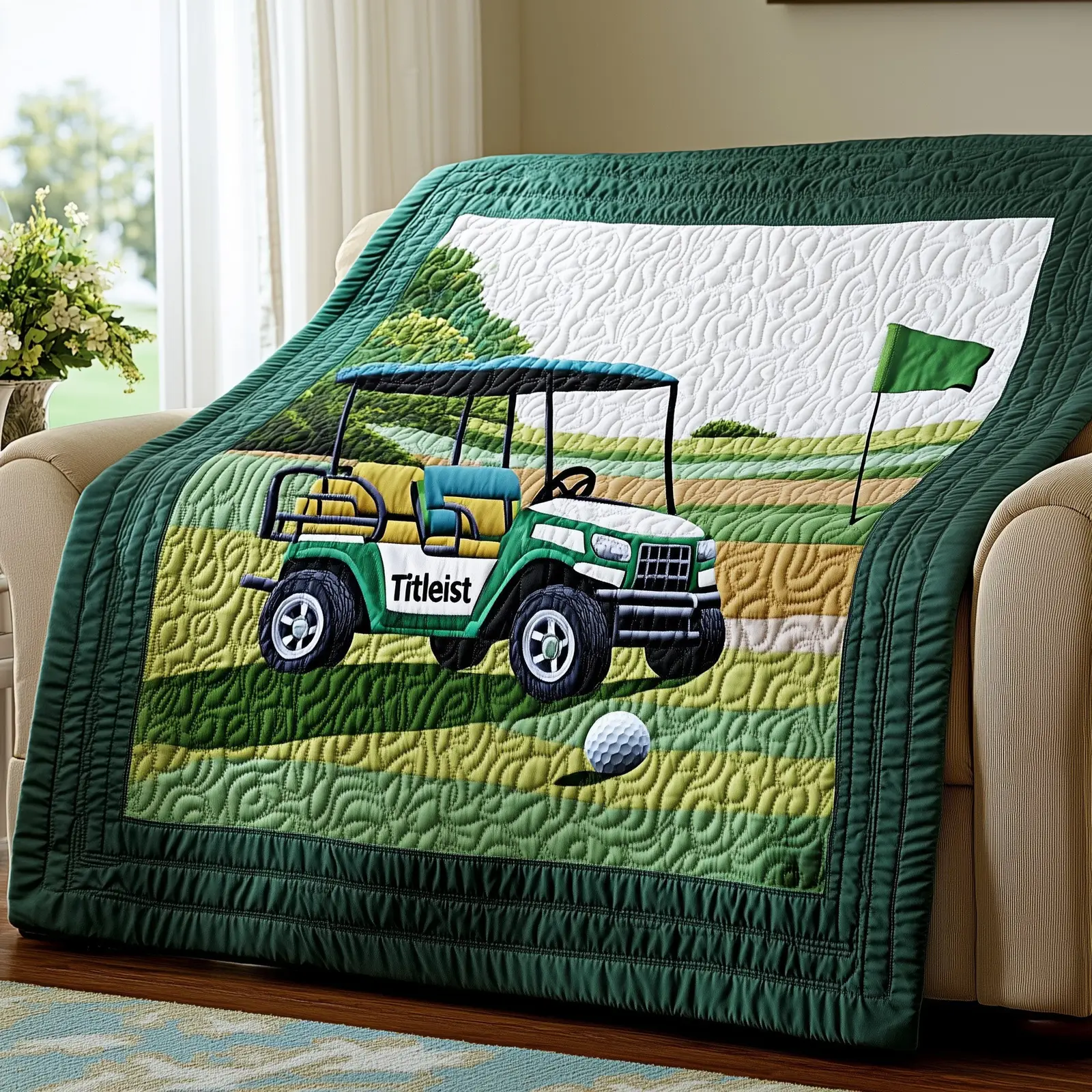 Golf Day Burst Quilted Blanket Bold Golf Themed Blanket Top Gifts For A Golfer