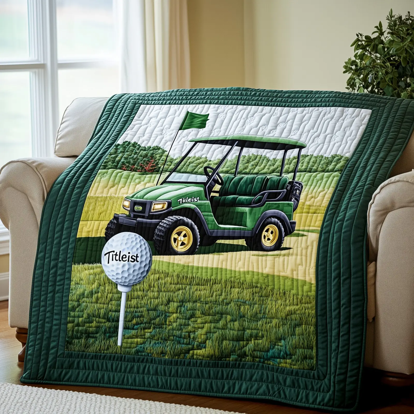 Golf Day Burst Quilted Blanket Energizing Sport Home Accent Top Gifts For A Golfer