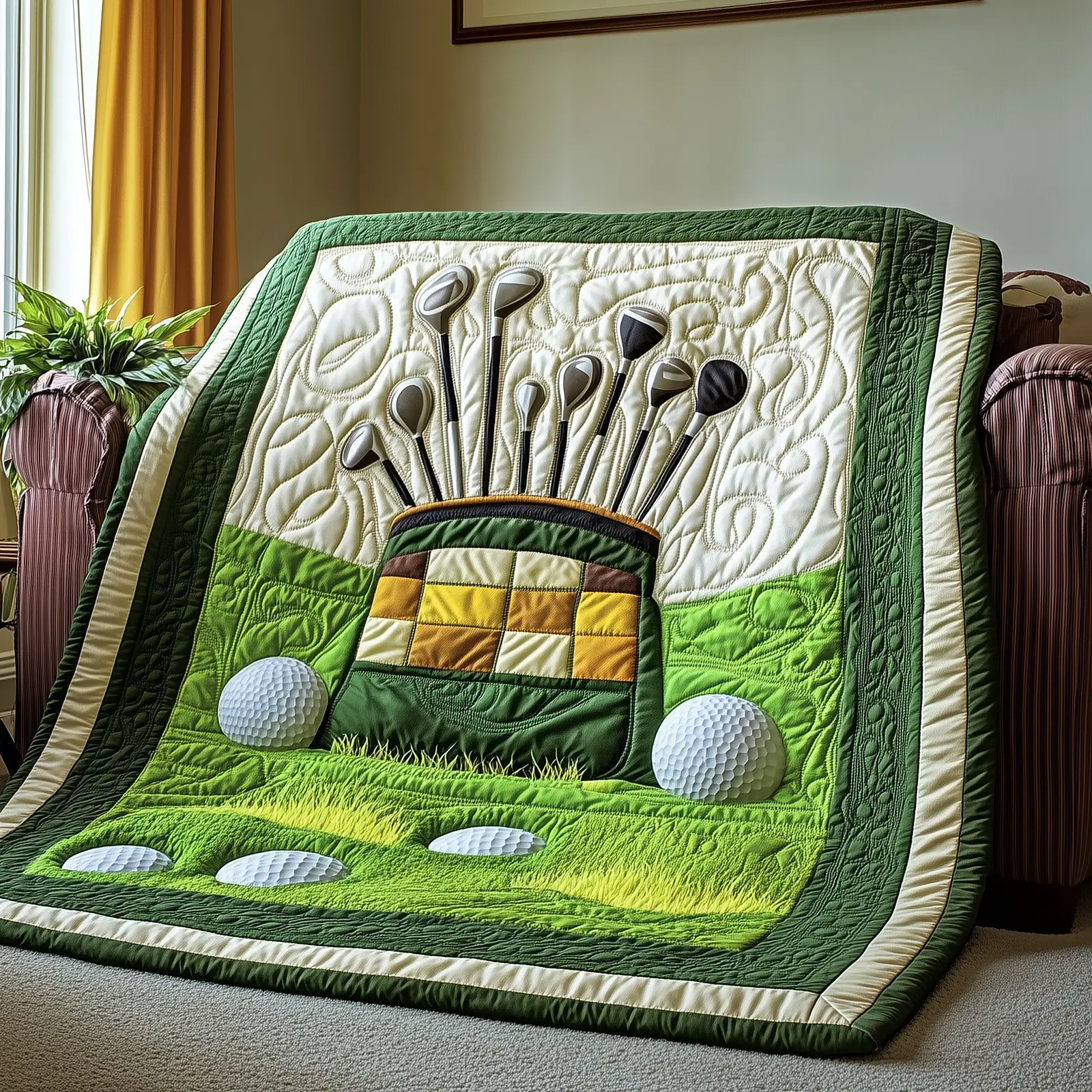 Golfer Dreams Quilted Blanket Cozy Golf Themed Slumber Best Golf Gifts