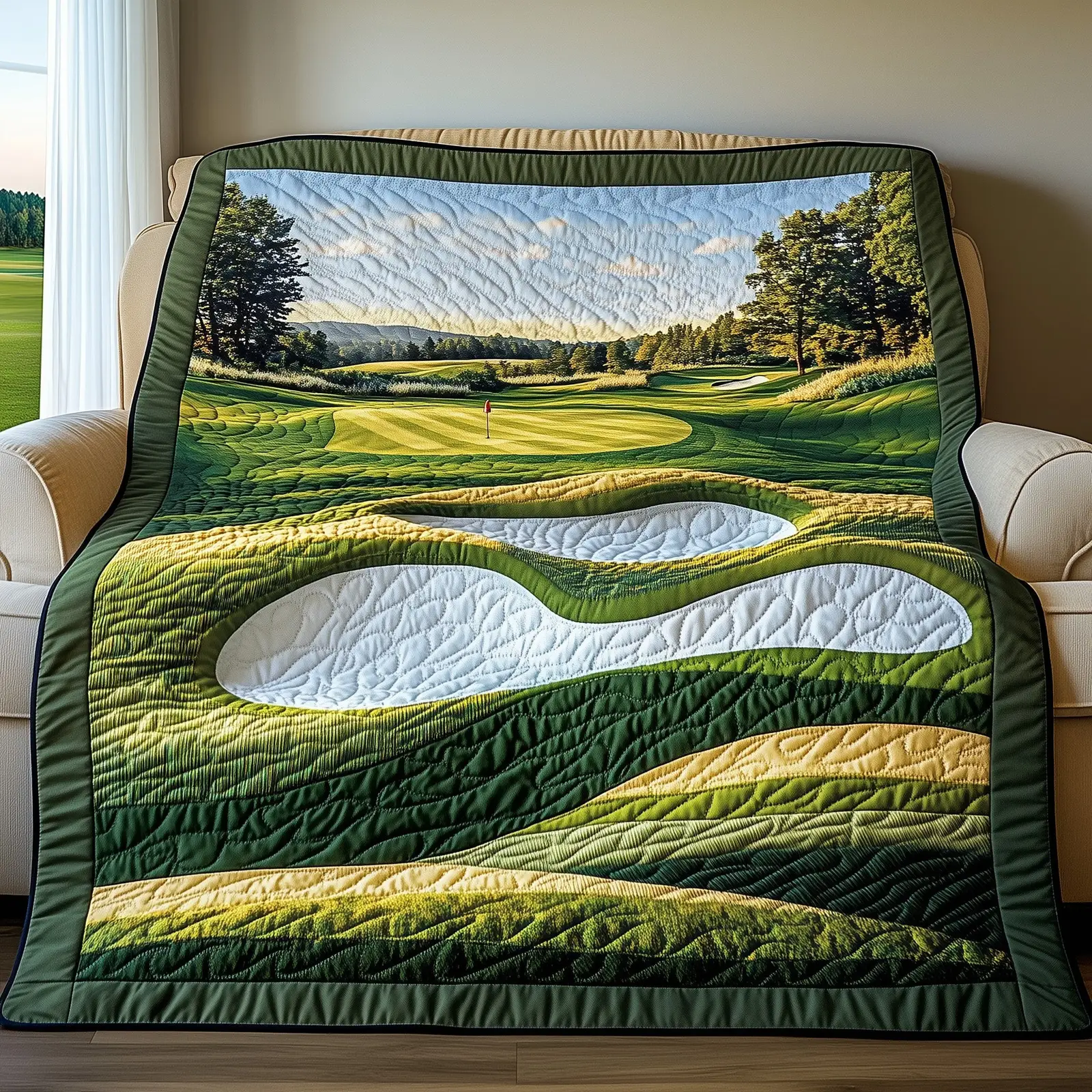 Golfer Dreams Quilted Blanket Peaceful Golf Course Bedding Golf Golf Christmas Presents