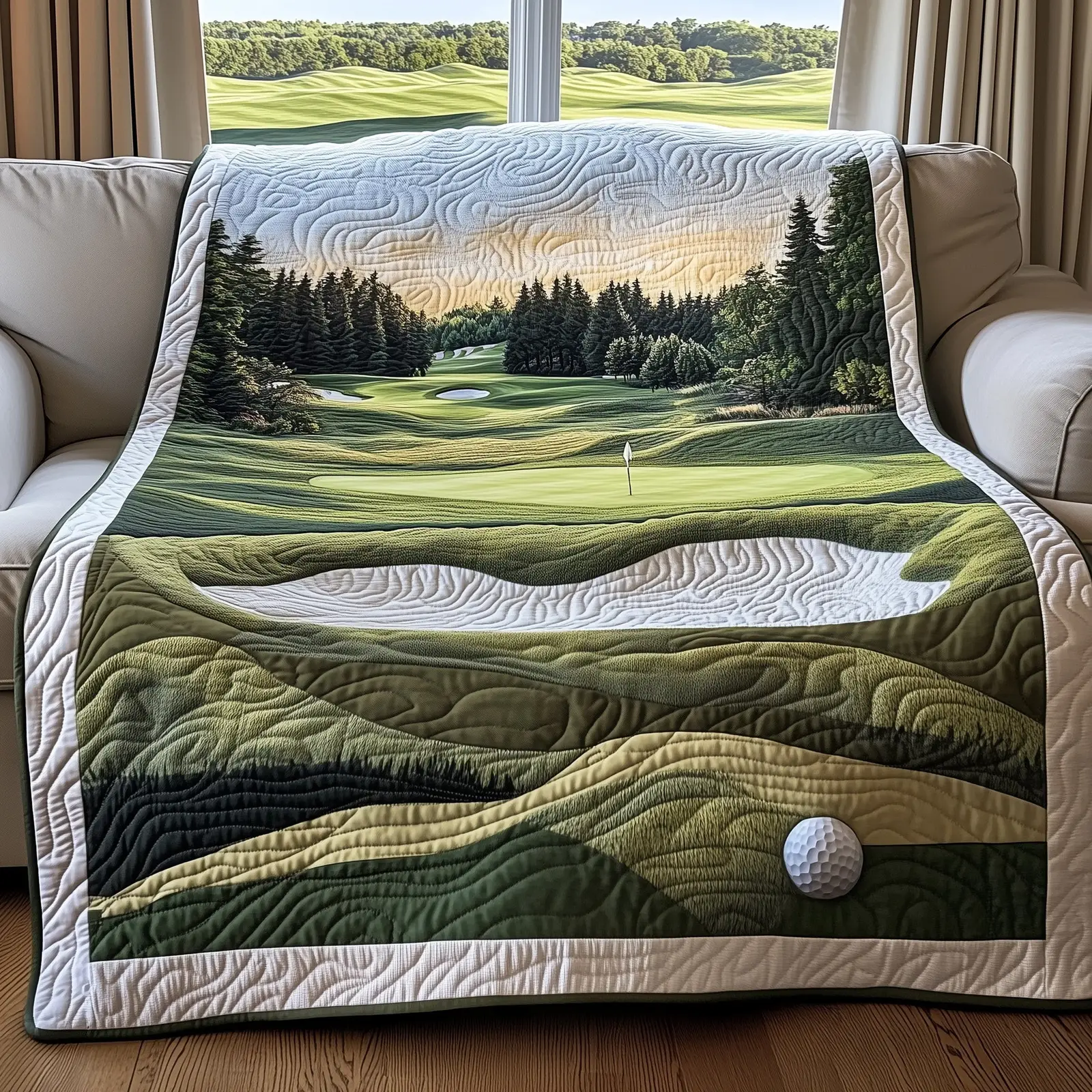Golfer Dreams Quilted Blanket Relaxing Night Golf Theme Golf Gifts For The Golfer Golfer Dreams Quilted Blanket Relaxing Night Golf Theme Golf Gifts For The Golfer - Image 1