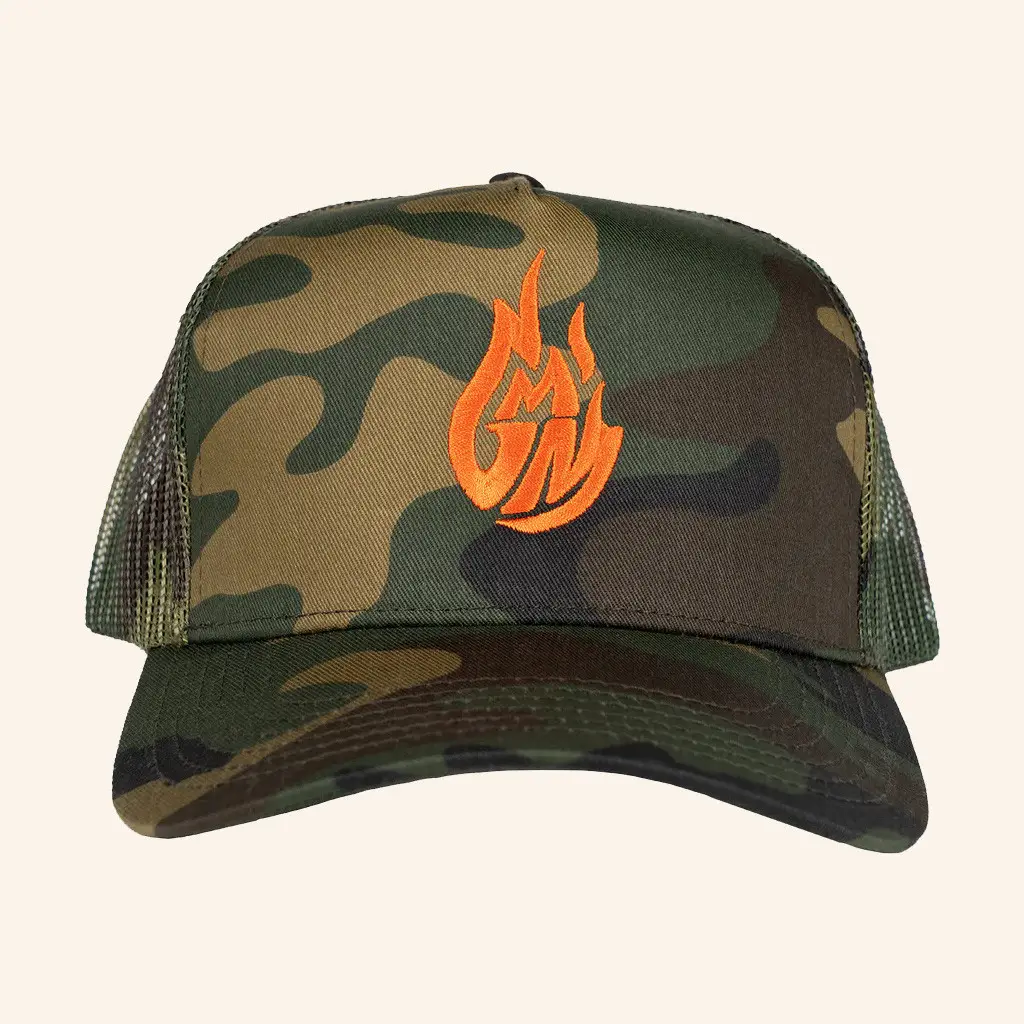 Good Mythical Morning Merch GMM Embroidered Camo Trucker Hat Present For Husband - WearandDecor