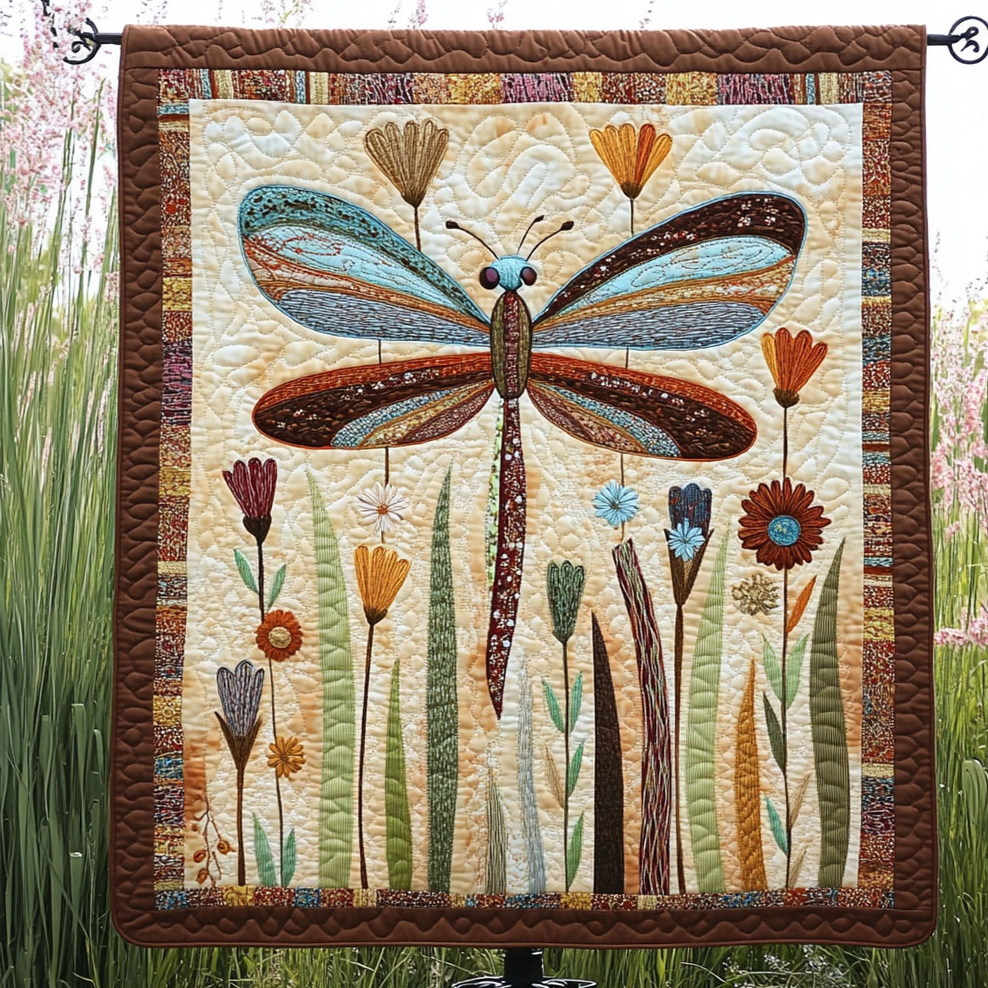Graceful Flight Quilted Blanket Cute Throw Blanket Dragonfly Gifts For Women