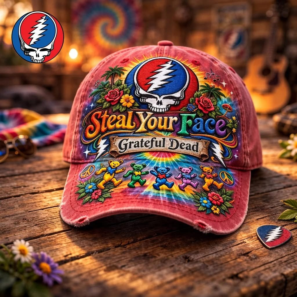 Grateful Dead Steal Your Face Hat Rock Band Retro Merch Gift For Deadheads