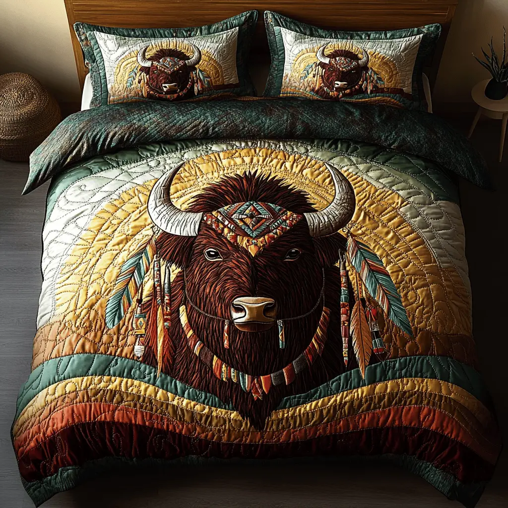 Great Plains Pride Quilted Bedding Set Bed Decor Ideas Best Unique Bison Gifts Great Plains Pride Quilted Bedding Set Bed Decor Ideas Best Unique Bison Gifts - Image 1
