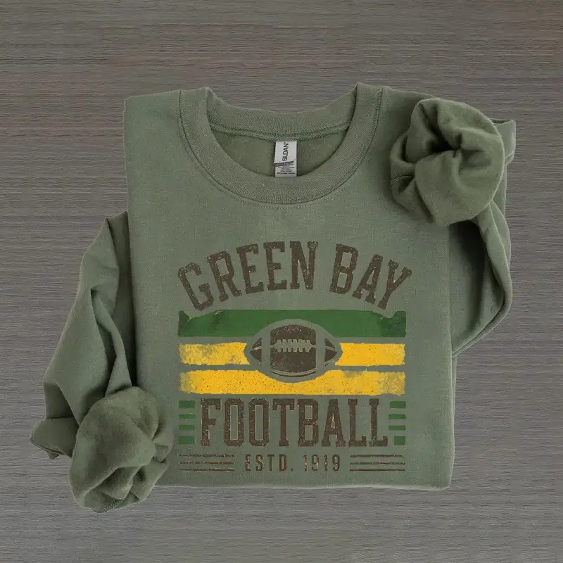 Green Bay Football ESTD 1919 Sweatshirt Green Bay Packers Apparel Football Player Gifts