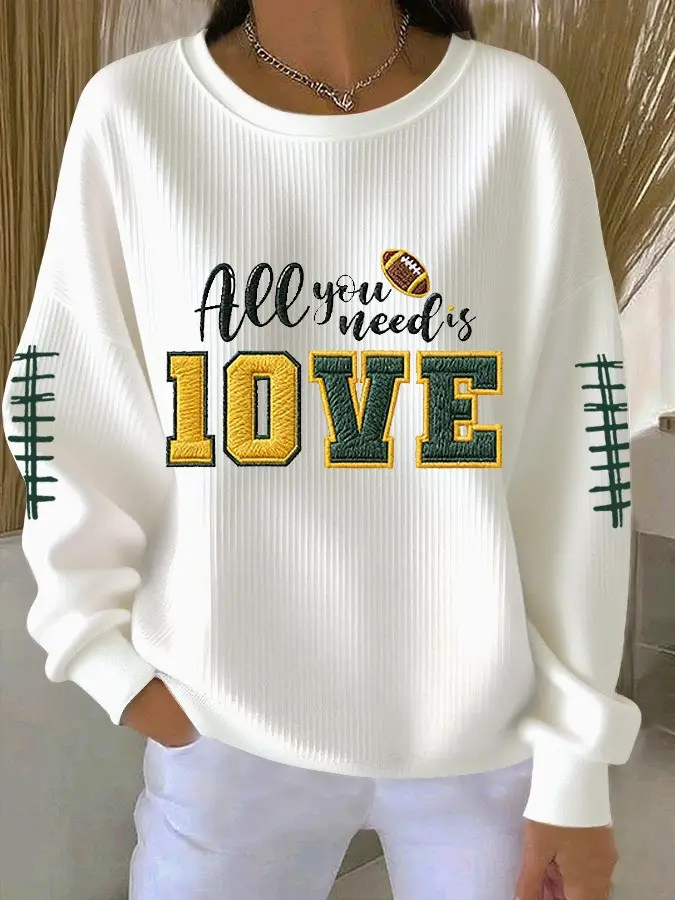Green Bay Packers Hoodie All You Need Is Love Women's Game Day Apparel Packers Merch Gifts