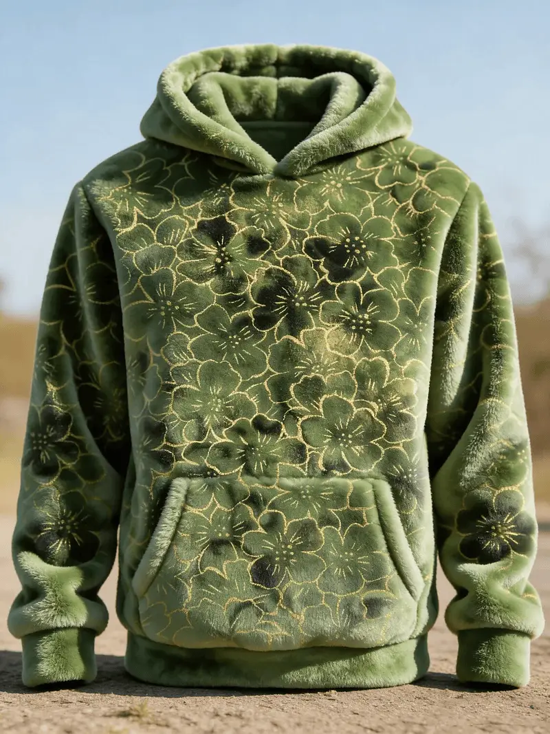 Green Floral Fuzzy Hoodie St Patricks Day Outfit Irish Gift For Women Best Celebration