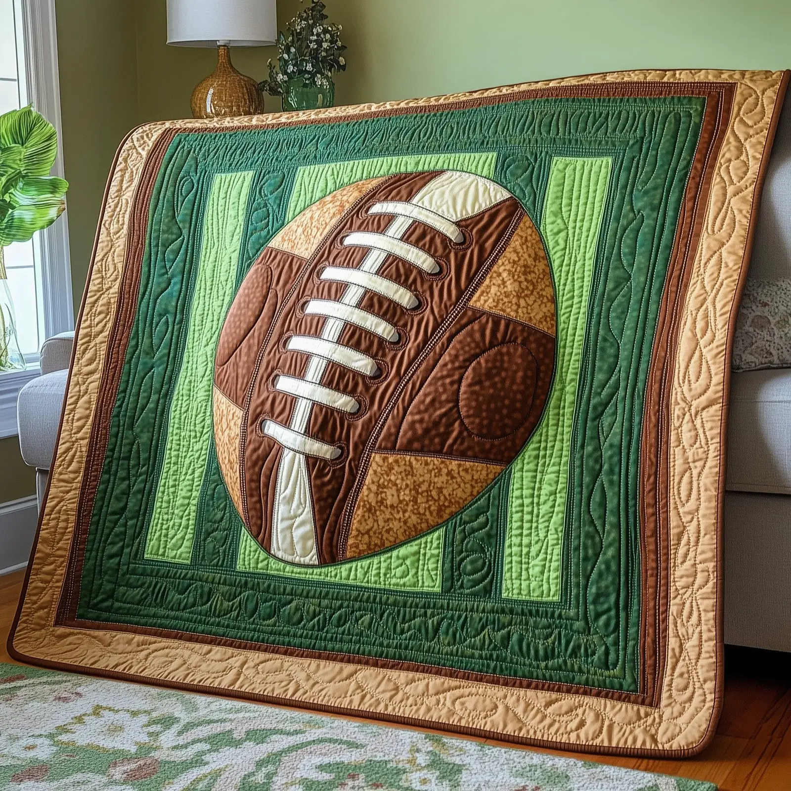 Gridiron Glory Quilted Blanket Football Fanatic'S Cozy Throw Great Gifts For Football Players