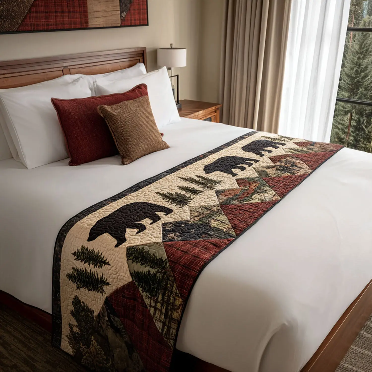 Grizzly Hollow Quilted Bed Runner Grizzly Hollow Nature Lover Gift