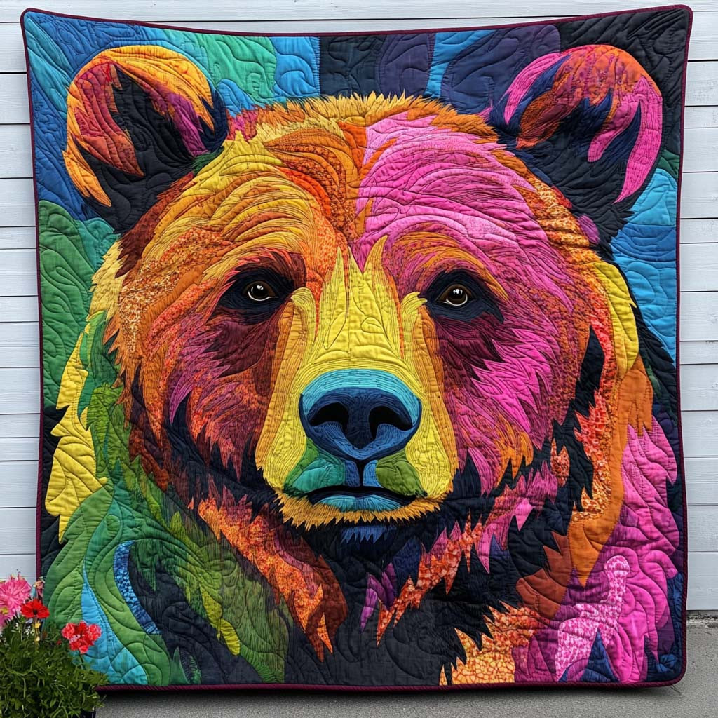 Grizzly Solitude Quilted Blanket Nice Throw Blanket Bear Themed Gifts Grizzly Solitude Quilted Blanket Nice Throw Blanket Bear Themed Gifts - Image 1