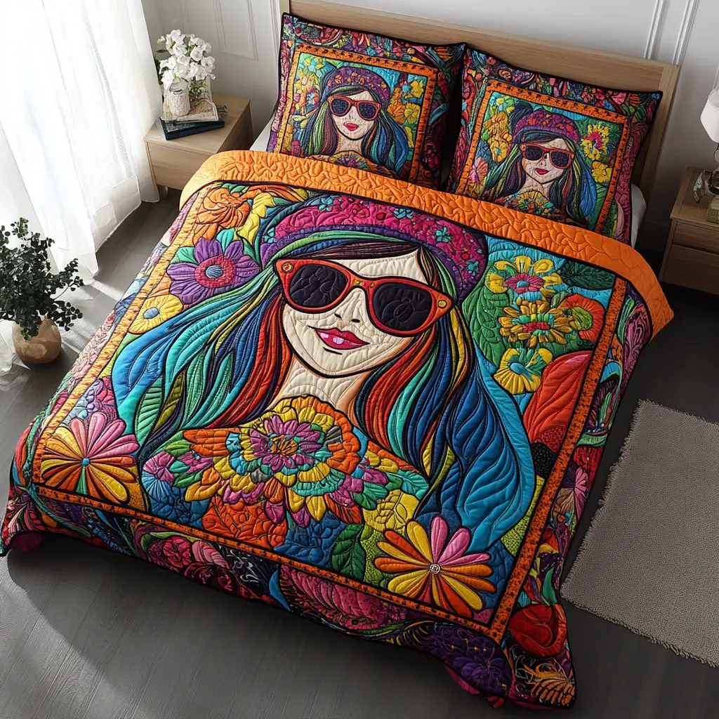 Groovy Muse Quilted Bedding Set Premium Duvet Cover Gift Set for Mom or Grandma