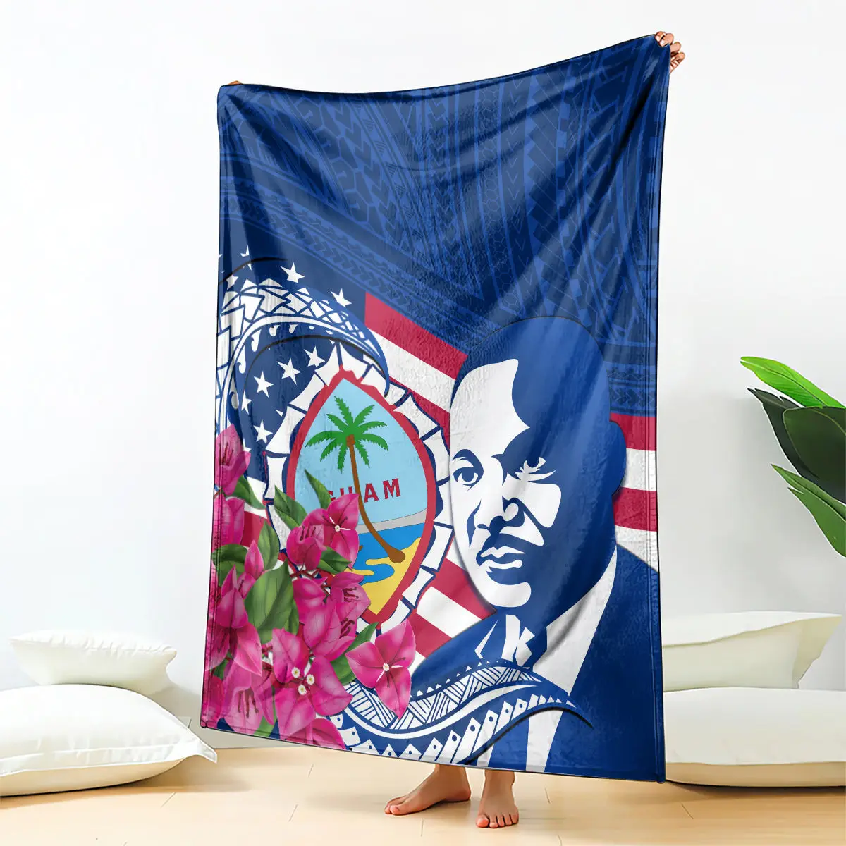 Guam Martin Luther King Jr Day Blanket Seal With Bougainvillea Gift For Father Guam Martin Luther King Jr Day Blanket Seal With Bougainvillea Gift For Father - Image 1