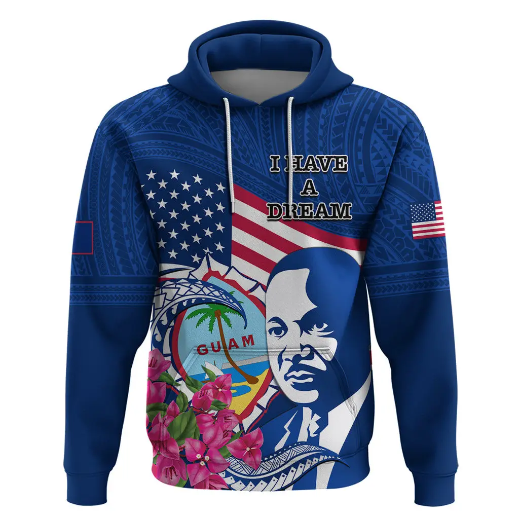 Guam Martin Luther King Jr Day Hoodie With Bougainvillea Apparel Gift For Husband