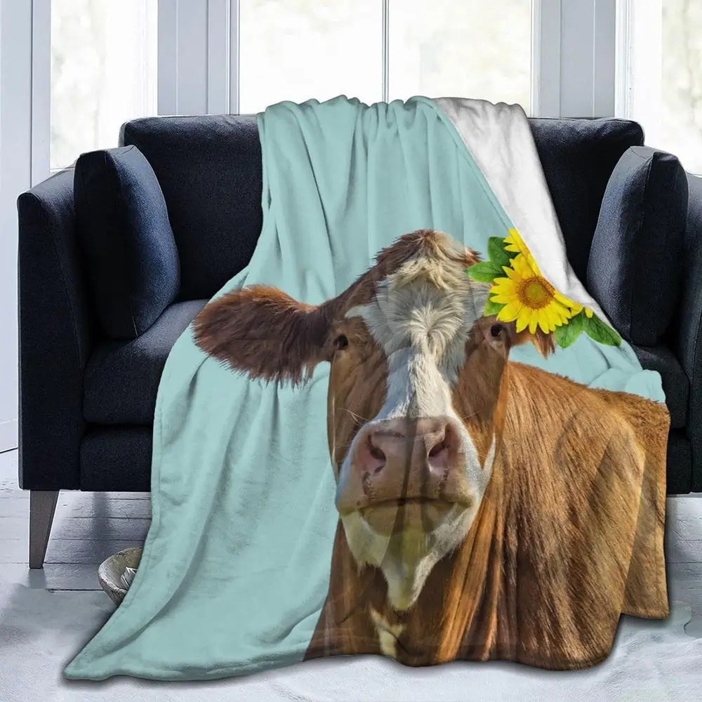 Guernsey Cattle Flower Pattern Blanket Farm Blanket Gift For Farmer