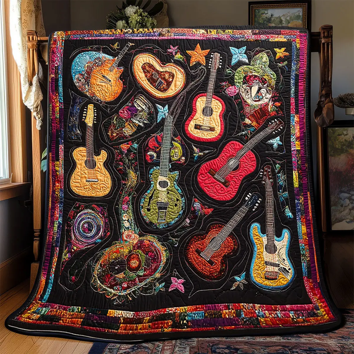 Guitars Quilt Blankets Special Birthday Gifts For Grandma