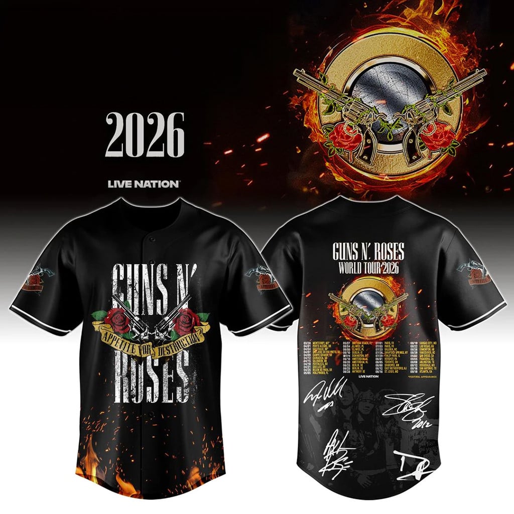 Guns N' Roses World Tour 2026 Baseball Jersey Guns N' Roses Merch Gifts For Rock Lovers