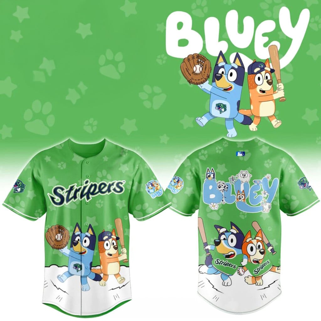 Gwinnett Stripers Bluey Night Jersey 2026 Gwinnett Stripers Merch Cool Gifts For Baseball Fans