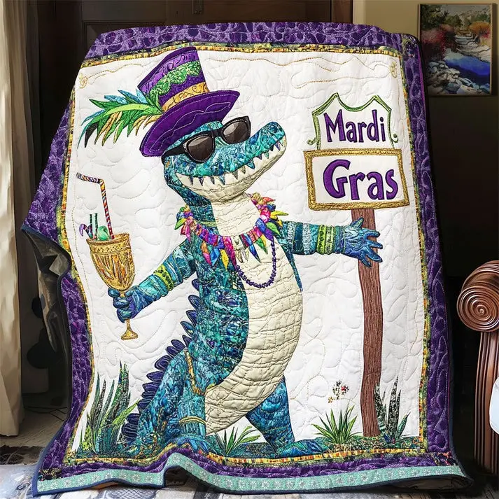 Happy Crocodile Quilted Bedding Set Bed Room Decoration Cool Gifts For Crocodile Lovers