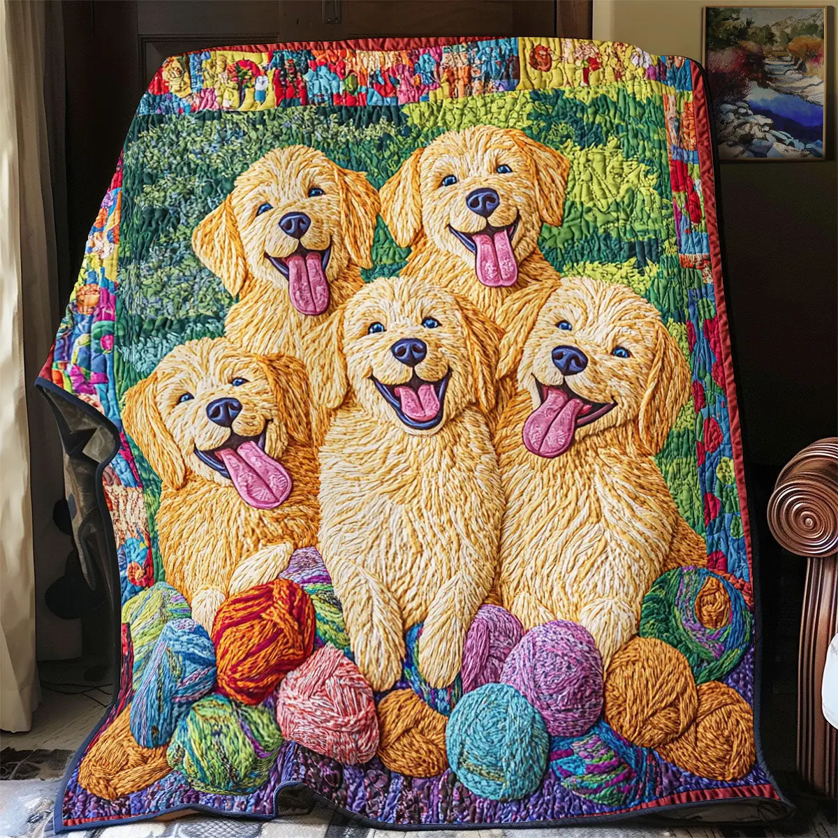 Happy Dog Quilt Blankets Best Throw Blanket Father's Day Presents For Son