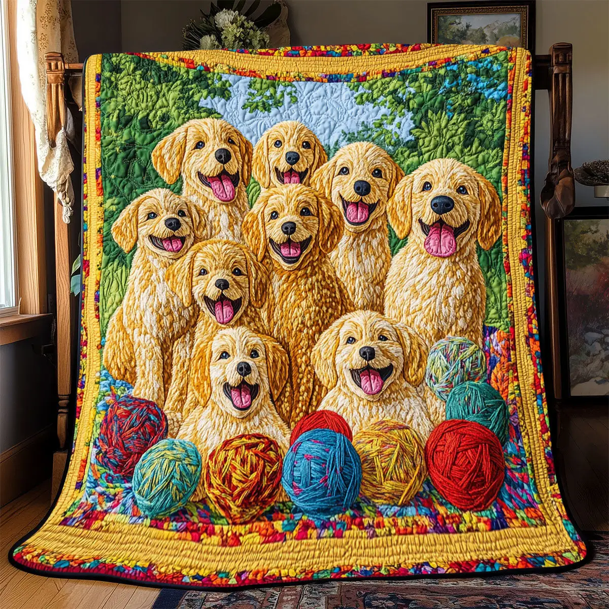 Happy Dog Quilt Blankets Best Throw Blanket Good Father's Day Presents