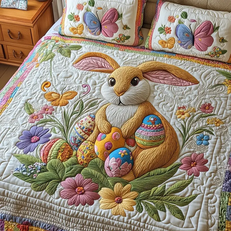 Happy Easter Day Quilted Bedding Set Spring Holiday Bedroom Decor Best Gift For Easter Lovers Happy Easter Day Quilted Bedding Set Spring Holiday Bedroom Decor Best Gift For Easter Lovers - Image 1
