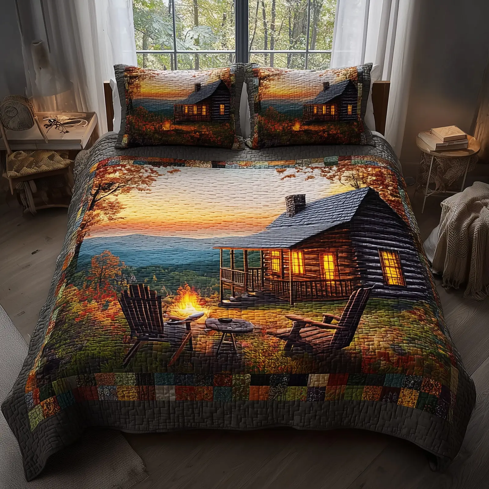 Harmony Autumn Quilted Bedding Set Bedroom Decor Camping Themed Christmas Gifts
