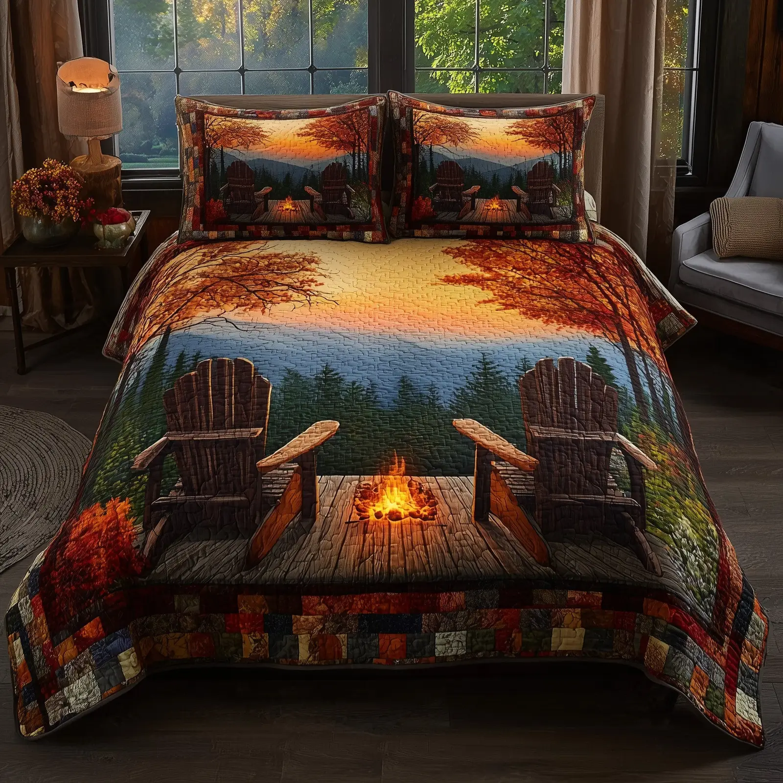 Harmony Autumn Quilted Bedding Set Duvet Bed Set Camping Gifts For Couples