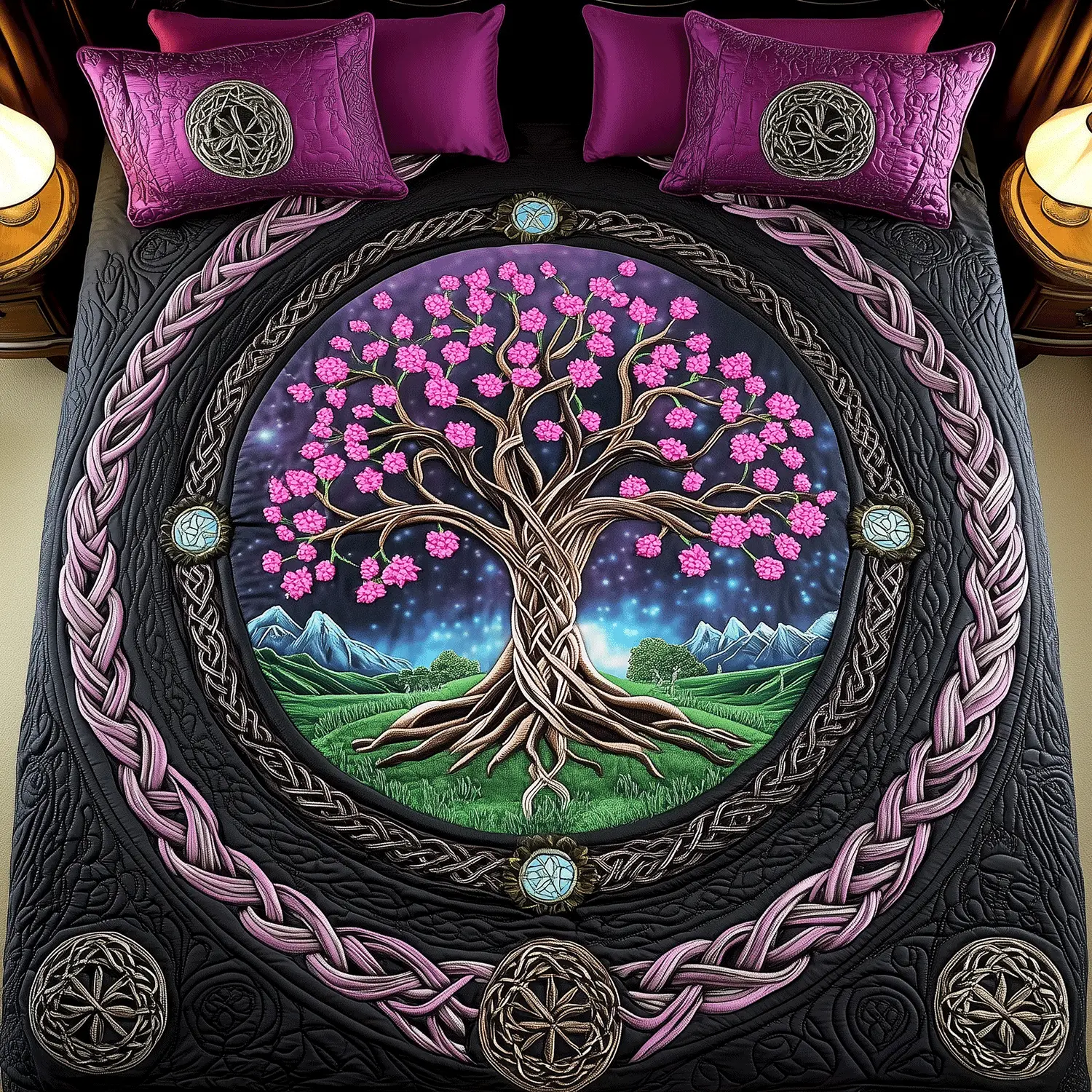 Harmony Roots Quilted Bedding Set Luxury Duvet Cover Set for Elegant Bedroom Decor