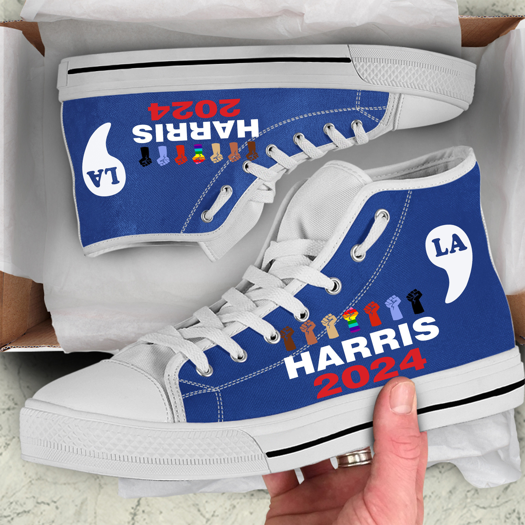 Harris 2024 High Top Shoes Comma La Shoes Gifts For Kamala Supporters