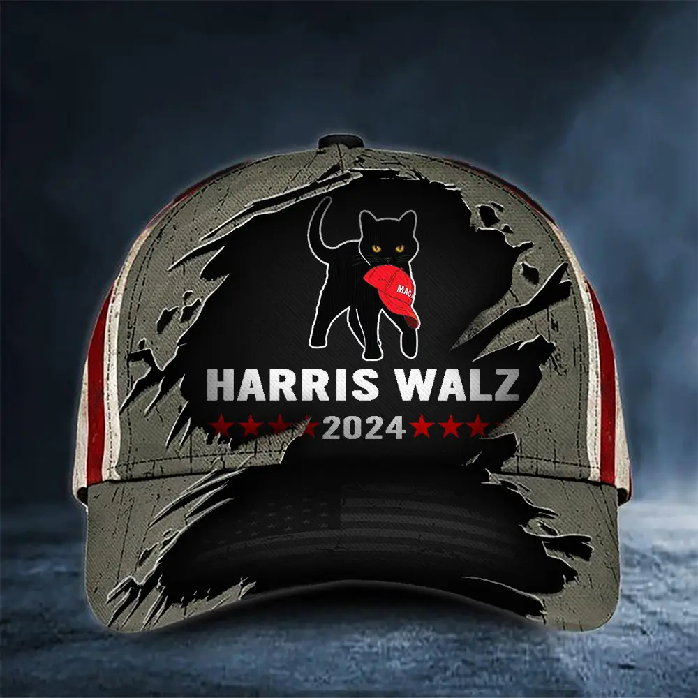 Harris For President 2024 Hat Anti Trump Cat Ladies For Kamala Hat American Flag Cap