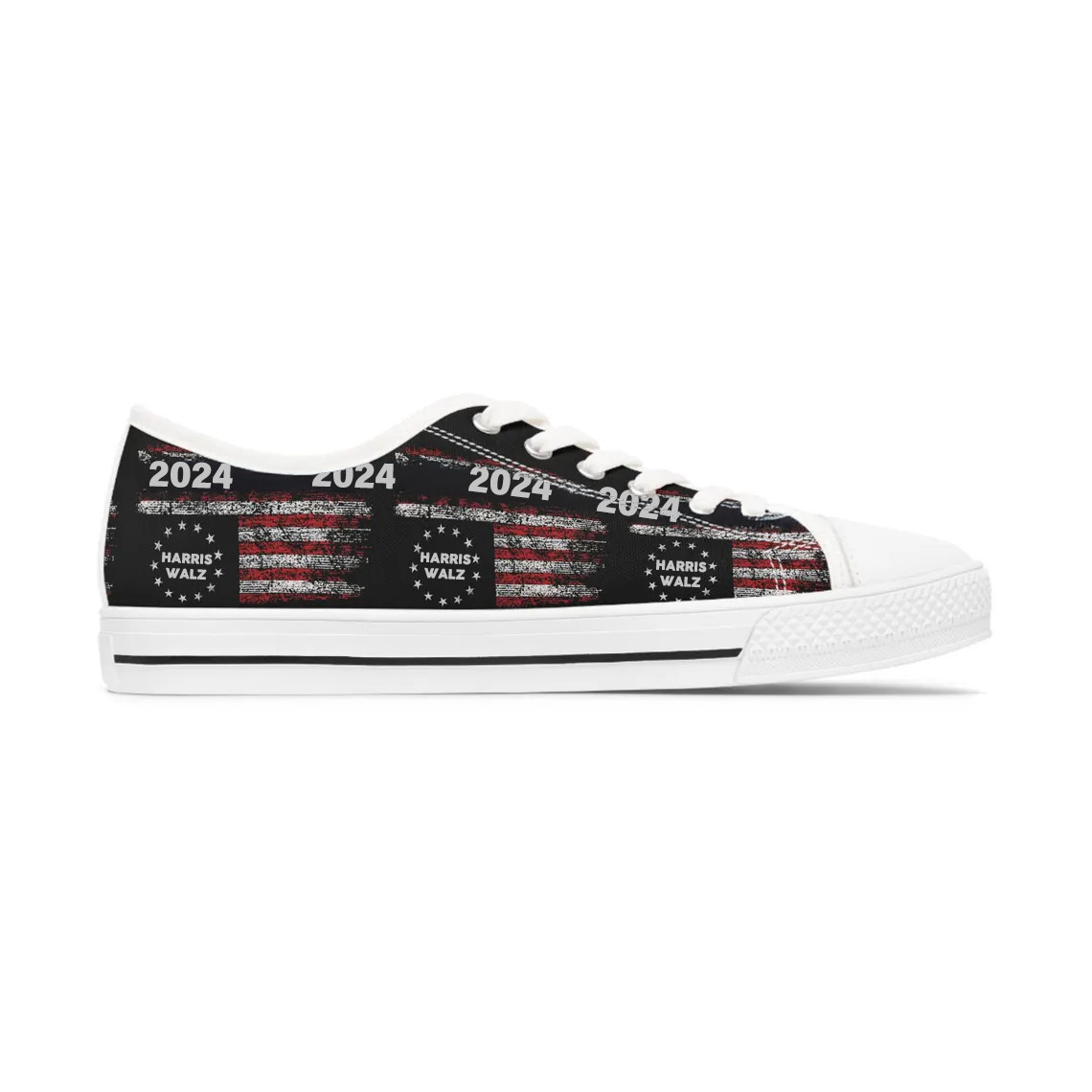 Harris Walz 2024 American Flag Low Top Shoes Vote Blue Shoes Gifts For Harris Supporters