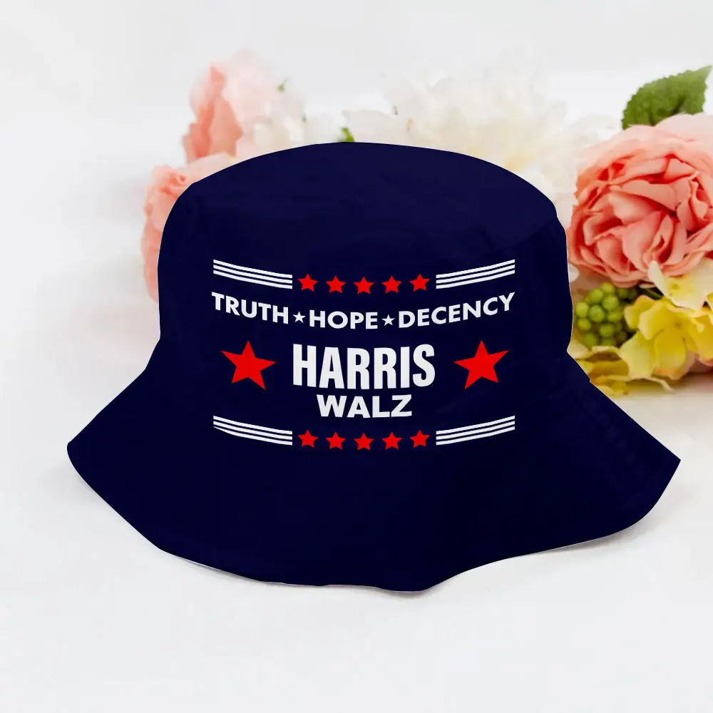 Harris Walz 2024 Bucket Hat Truth Hope Decency Vote Kamala For President Walz For Vice