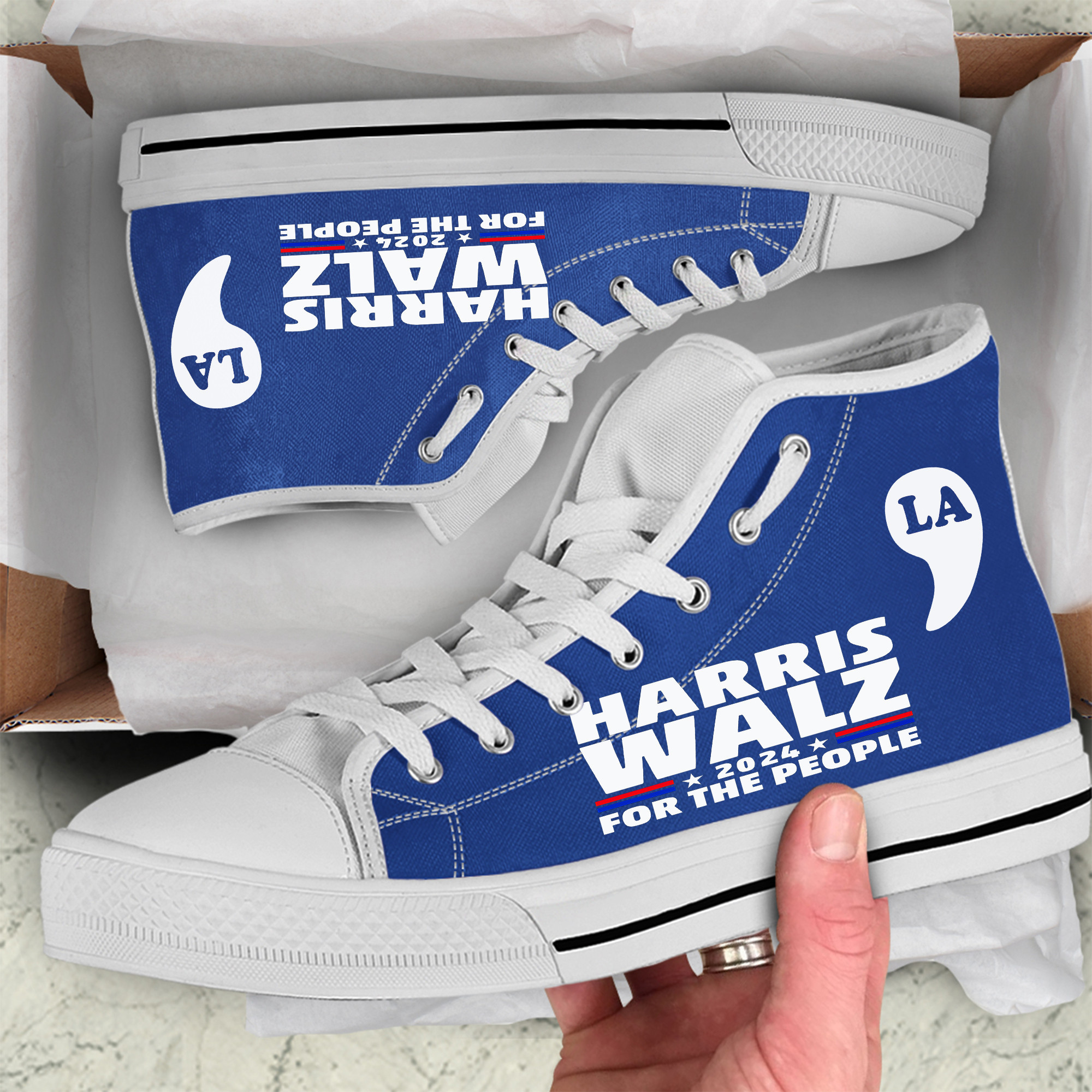 Harris Walz 2024 For The People High Top Shoes Comma La Shoes Gifts For Harris Voters