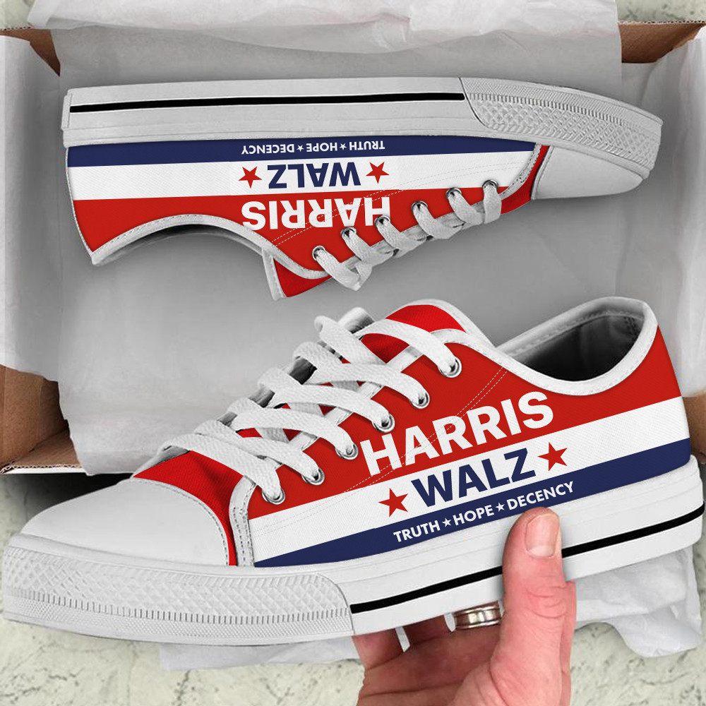 Harris Walz 2024 High Low Shoes Truth Hope Decency Slogan Kamala Harris Walz Sneakers