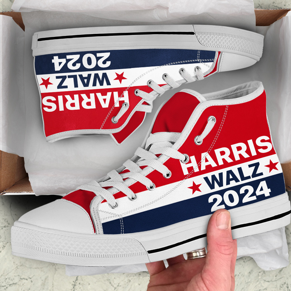 Harris Walz 2024 High Top Shoes Vote Democracy Sneakers Kamala Political Campaign Merch