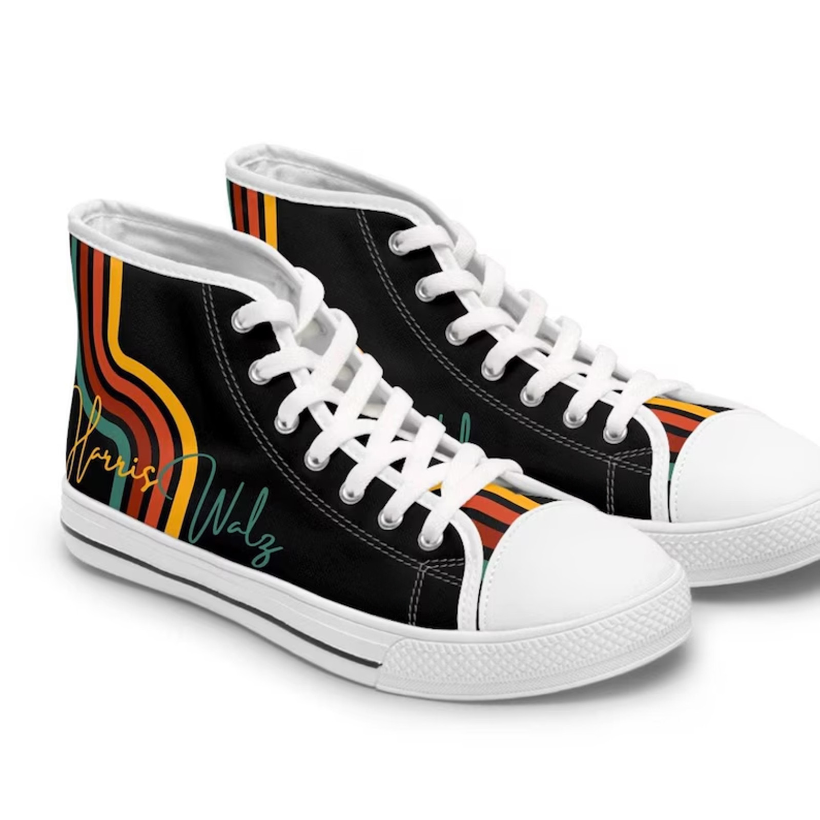 Harris Walz 2024 High Top Sneakers Vote For Harris Walz Patriot Shoes Gifts For Him Her